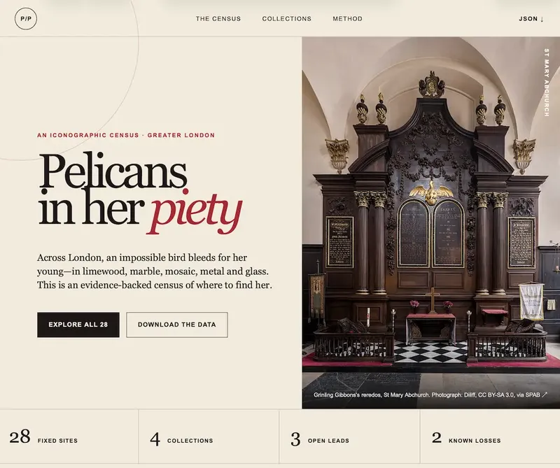 Screenshot of a website homepage on a cream background. Top navigation bar: a ci